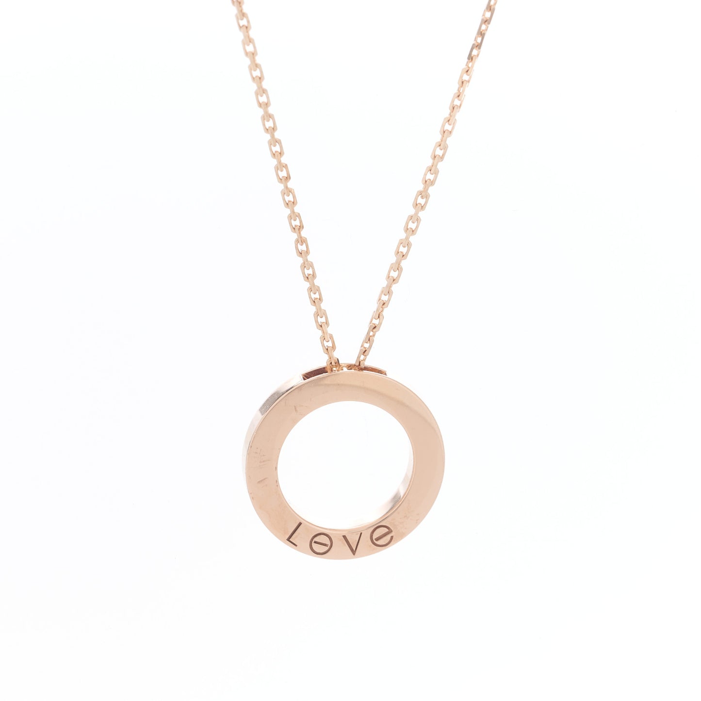 18K Pink Gold Diamond LOVE Paved Necklace
