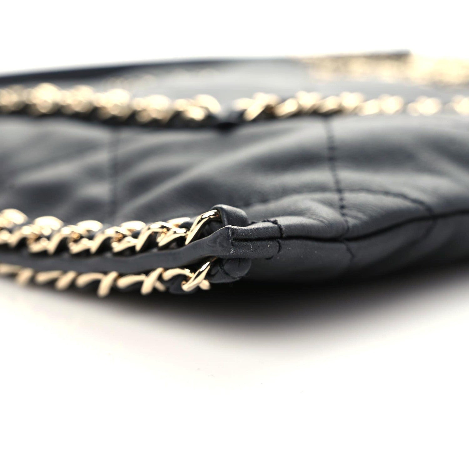 Chanel Calfskin Quilted Chain Flat Tote Black 4 of 9