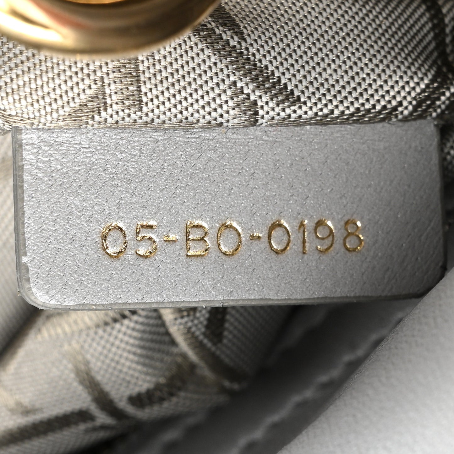 Metallic Lambskin Cannage Mini Lady Dior Grey