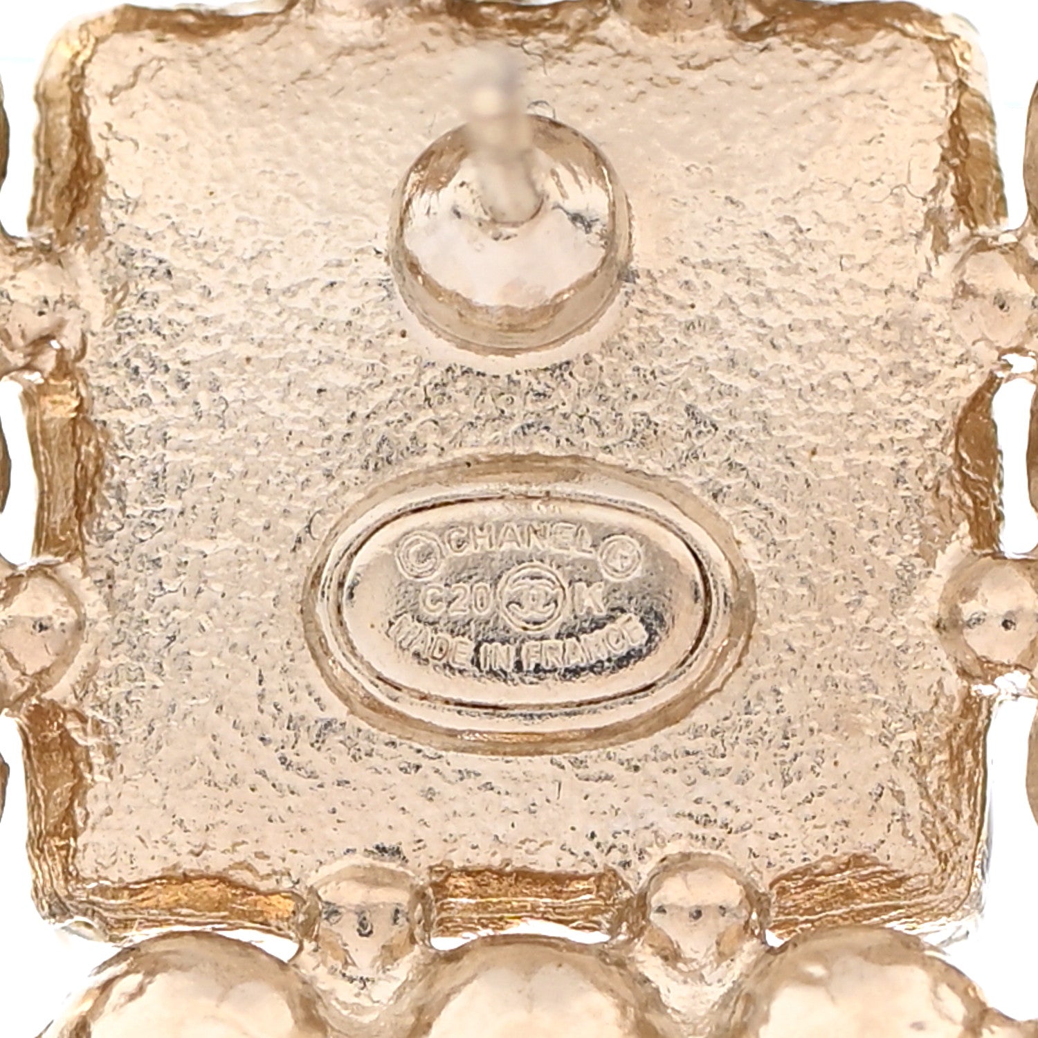 Chanel Pearl Resin Square CC Earrings Gold 4 of 5