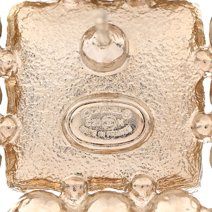 Chanel Pearl Resin Square CC Earrings Gold 4 of 5