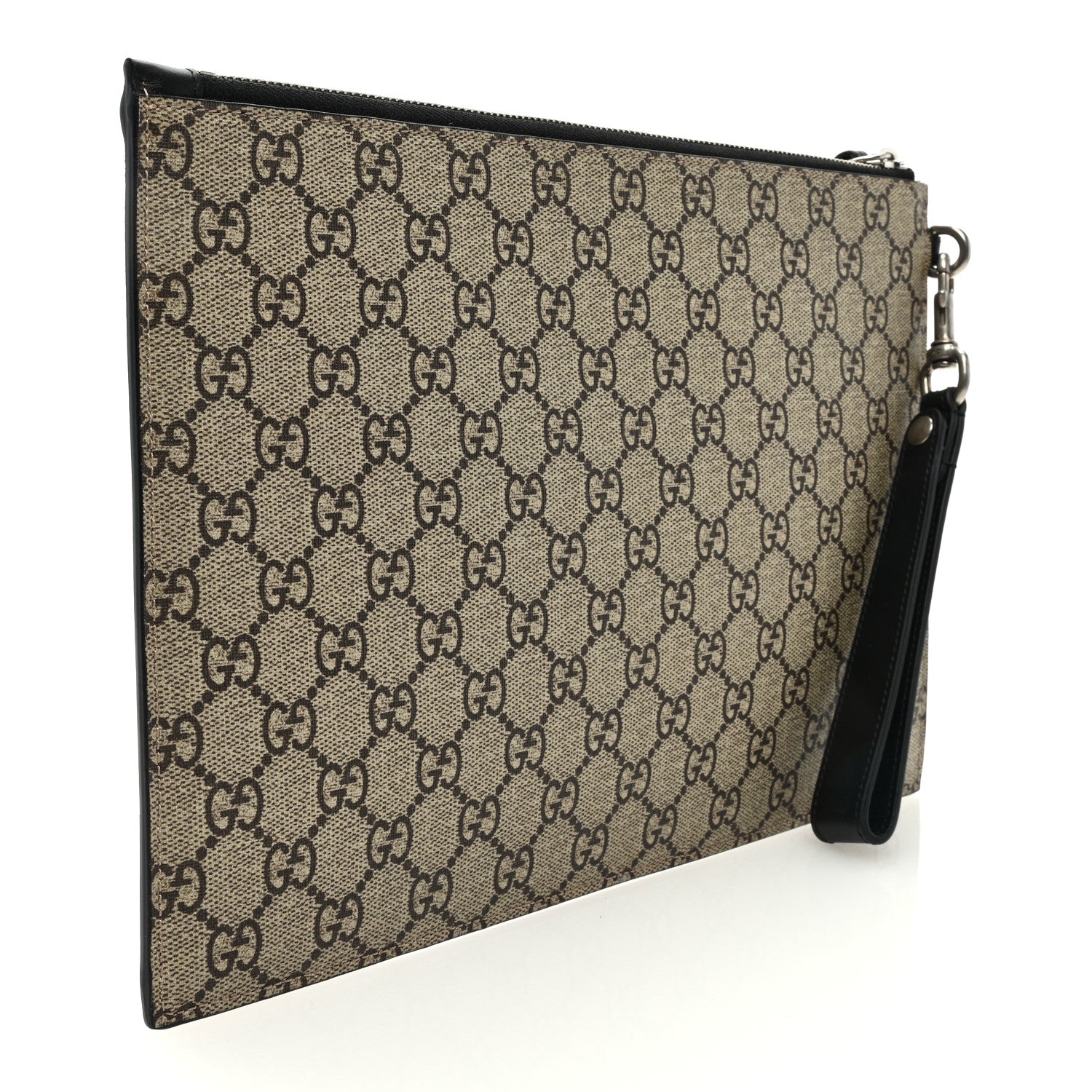 Gucci GG Supreme Monogram Angry Cat Zip Wristlet Pouch Beige 3 of 6