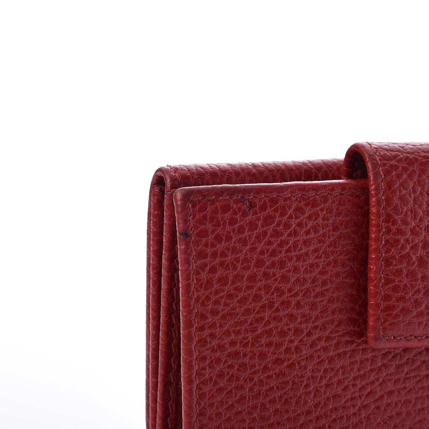 Dollar Calfskin Double G French Flap Wallet Hibiscus Red