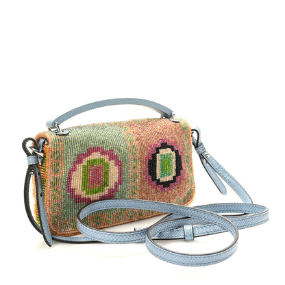 Fendi Perline Glass Karung Beaded Nano Maxi Buckle Baguette Phone Pouch Multicolor Azzuro Glicine 3 of 10