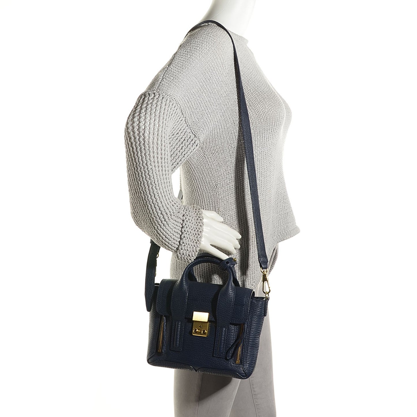 3.1 Textured Calfskin Mini Pashli Satchel Ink