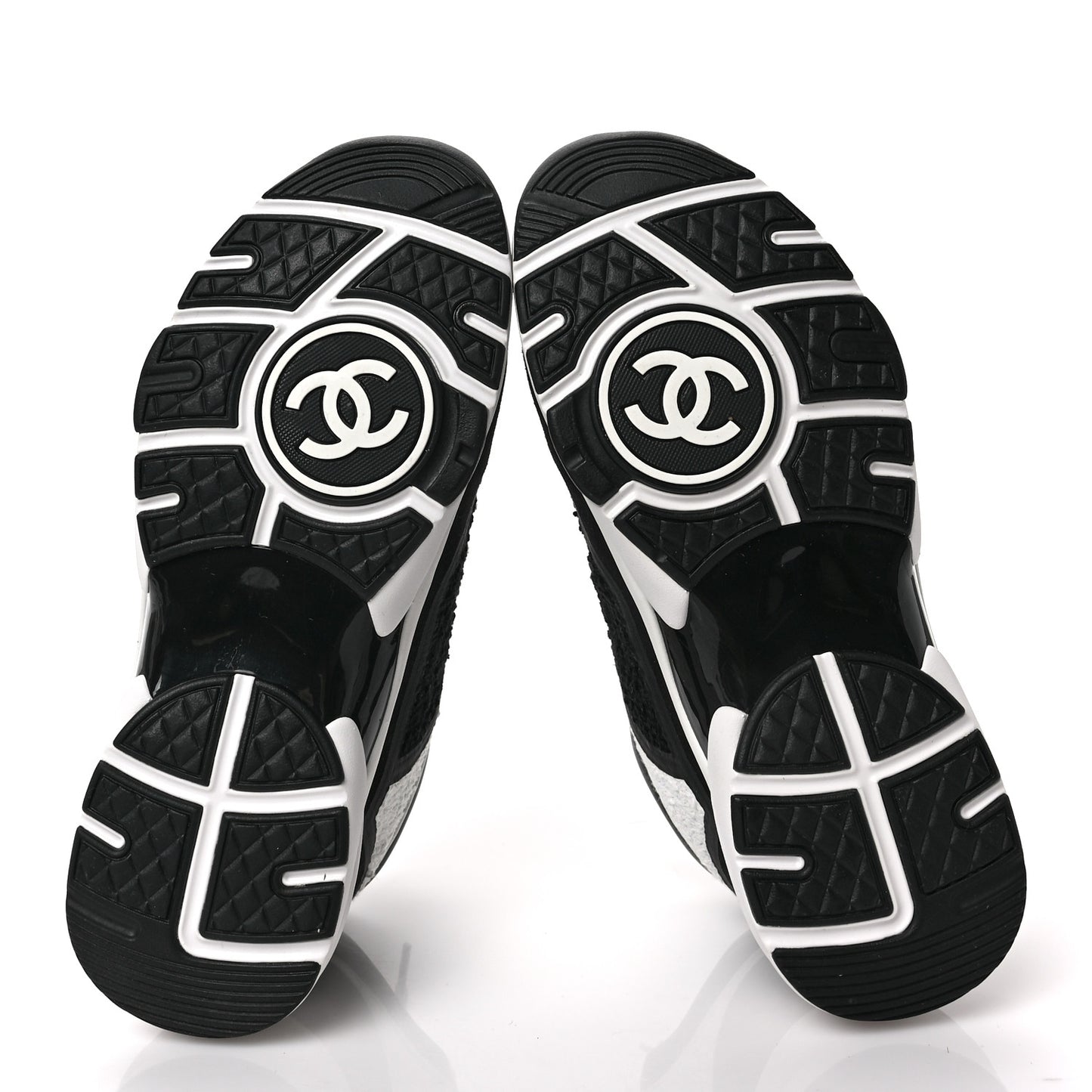 Tweed Suede Calfskin CC Sneakers 38 Black White
