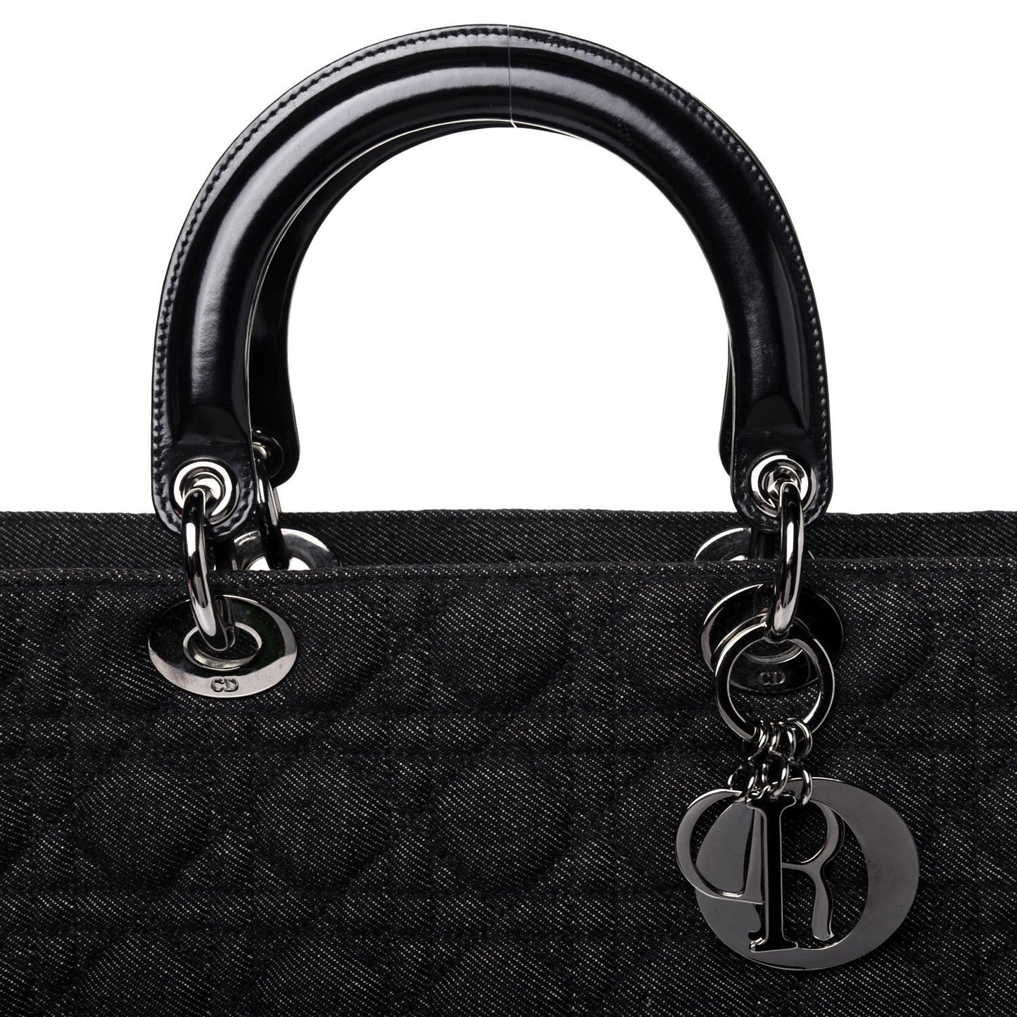Denim Cannage Large Lady Dior Black