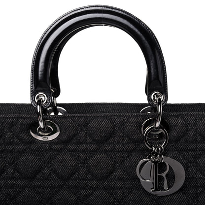 Christian Dior Denim Cannage Large Lady Dior Black 17 of 17