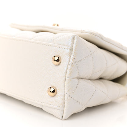 Chanel Iridescent Caviar Quilted Extra Mini Coco Handle Flap White 10 of 11