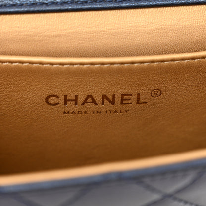 Chanel Iridescent Lambskin Quilted Chic Pearls Flap Navy Blue 7 of 10