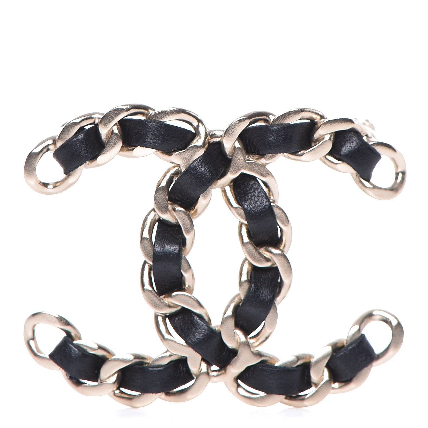 Chanel Lambskin Chain CC Brooch Black Gold 1 of 7