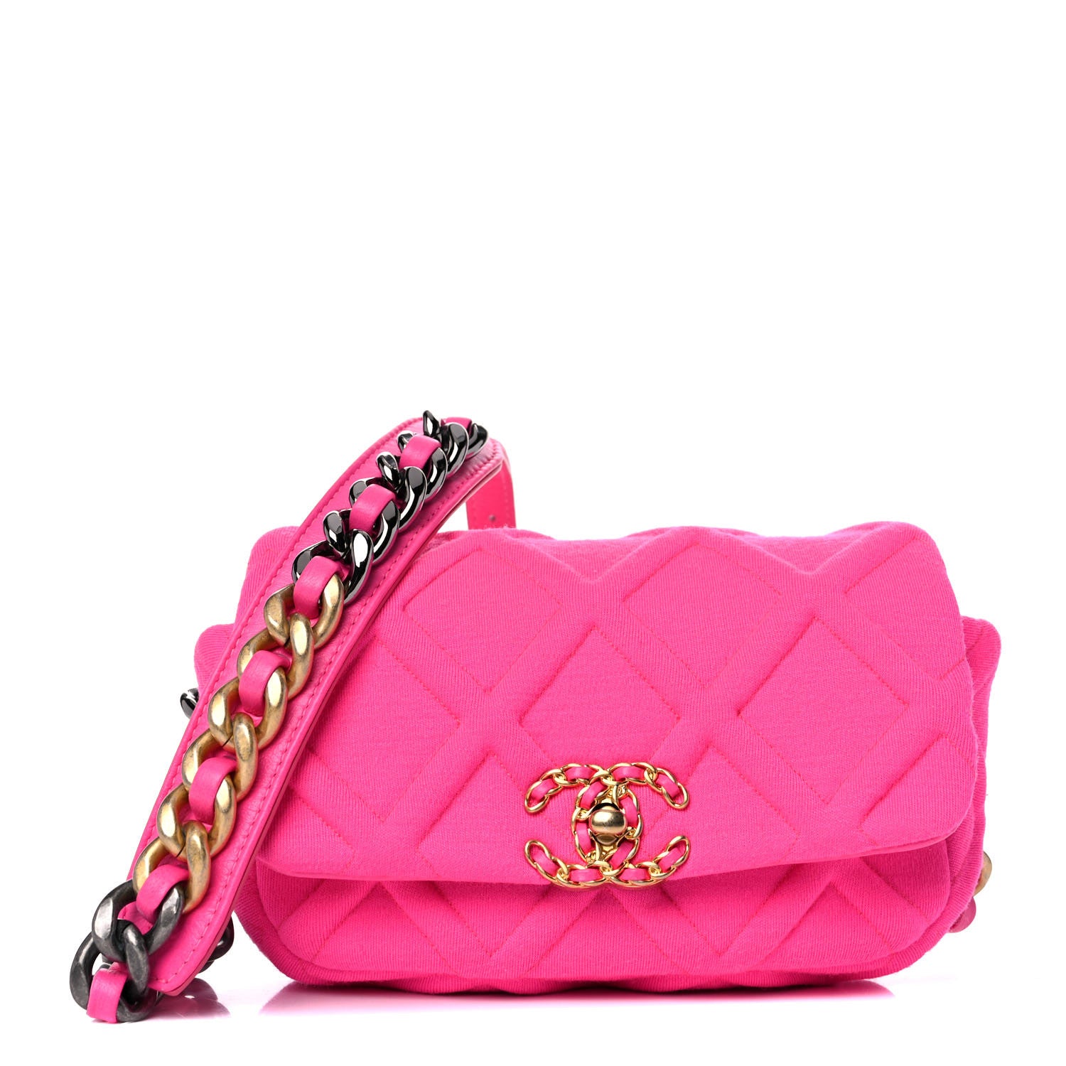 Chanel Jersey Quilted Chanel 19 Waist Bag Pink 1 of 10