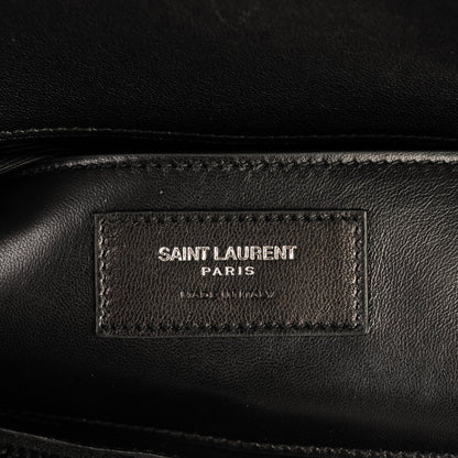Saint Laurent Sheepskin Matelasse Chevron Monogram Monochrome Large College Satchel Black 6 of 7