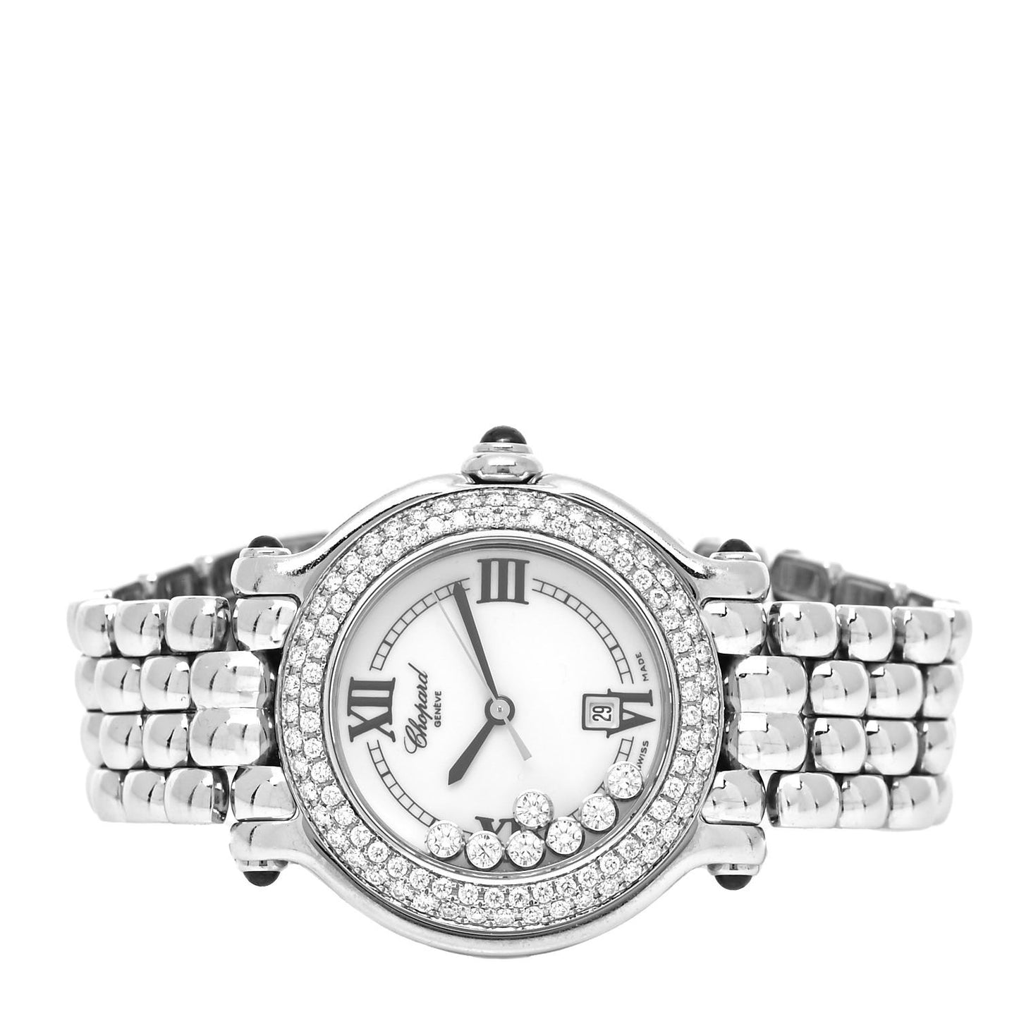 Stainless Steel Diamond Pave Bezel 32mm Happy Sport Quartz Watch