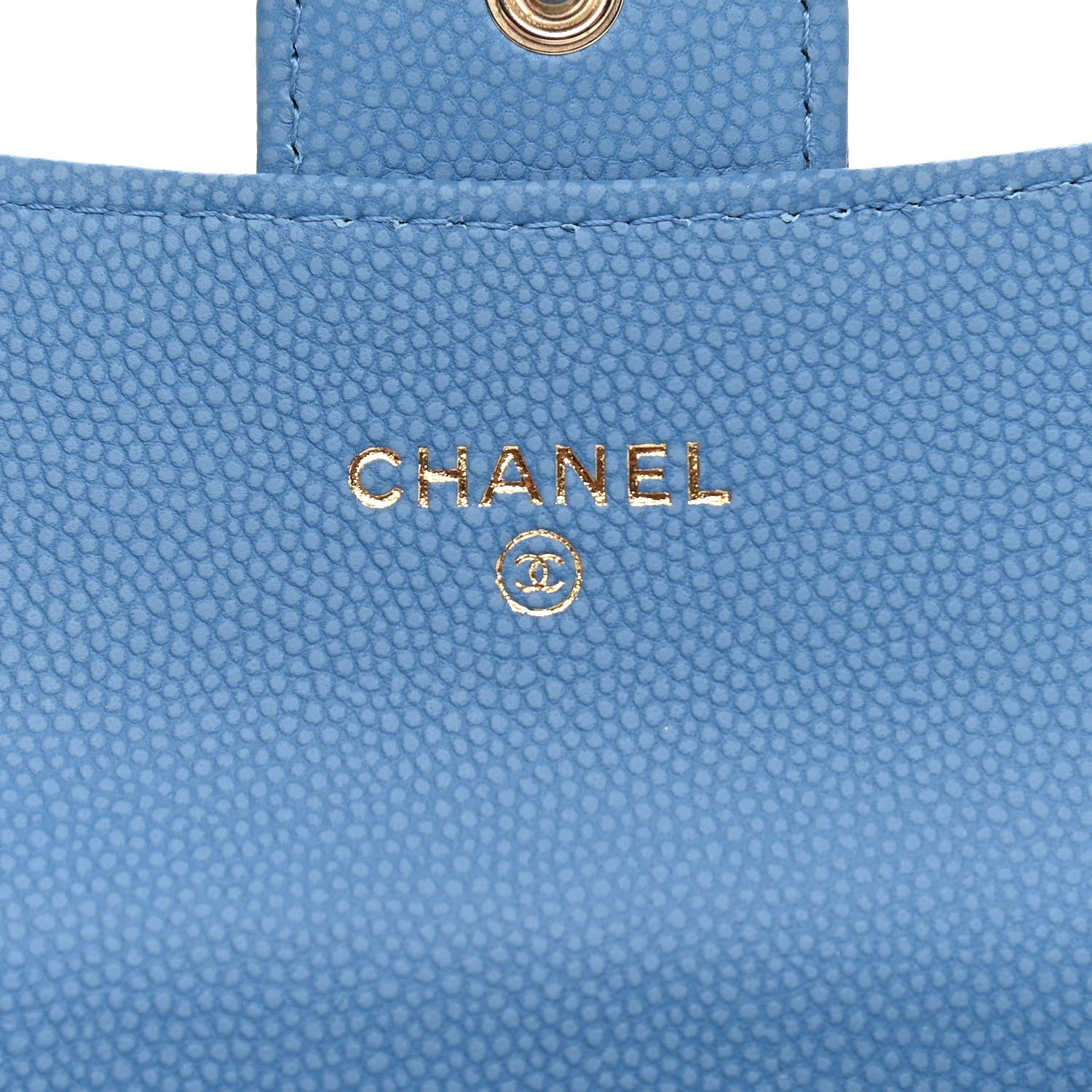 Chanel Caviar Flat Chevron Quilted Flap Card Holder Wallet Light Blue 6 of 9
