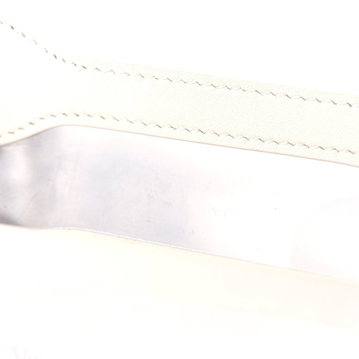 Calfskin Polyurethane Mini Jeweled Knuckle Satchel Clear White