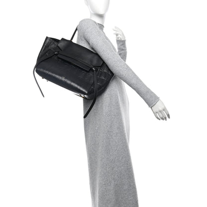Celine Calfskin Crocodile Embossed Small Belt Bag Black 2 of 13