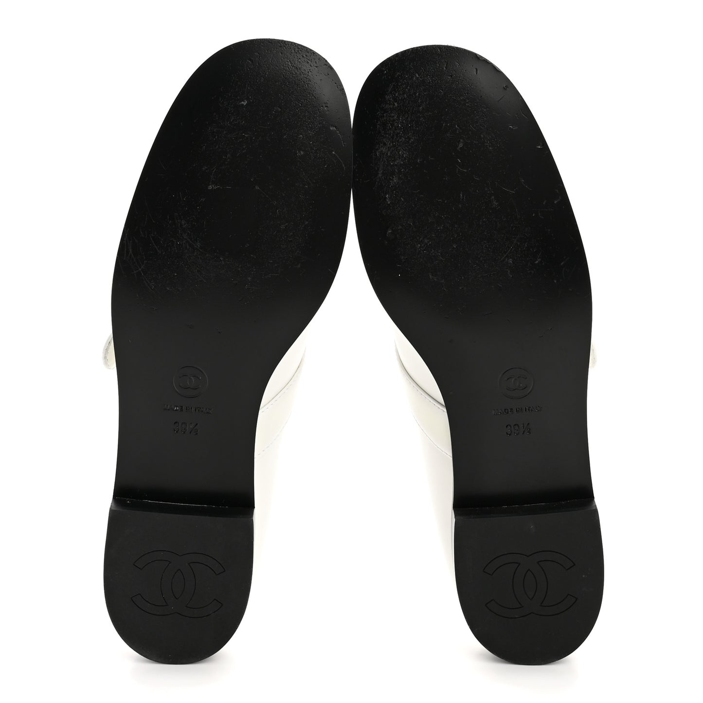 Calfskin Patent Mary Janes Flats 39.5 White Black