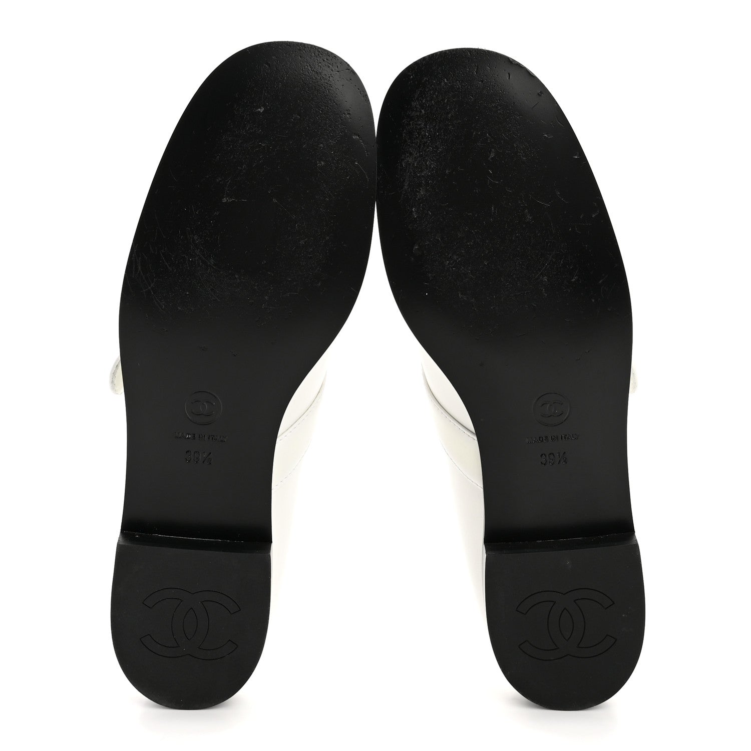 Chanel Calfskin Patent Mary Janes Flats 39.5 White Black 6 of 9