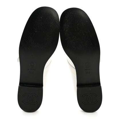 Chanel Calfskin Patent Mary Janes Flats 39.5 White Black 6 of 9
