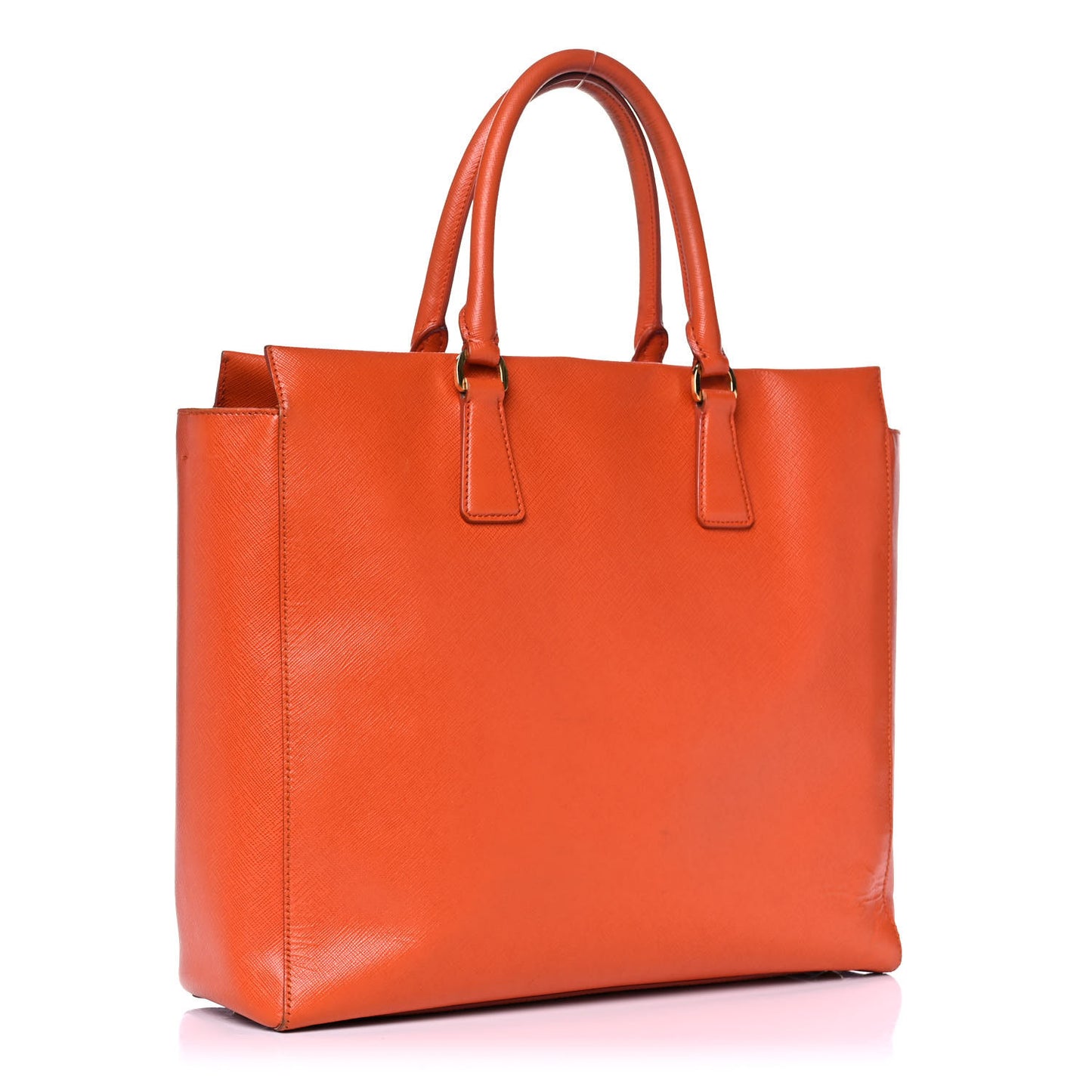 Saffiano Lux Double Handle Shopping Tote Papaya