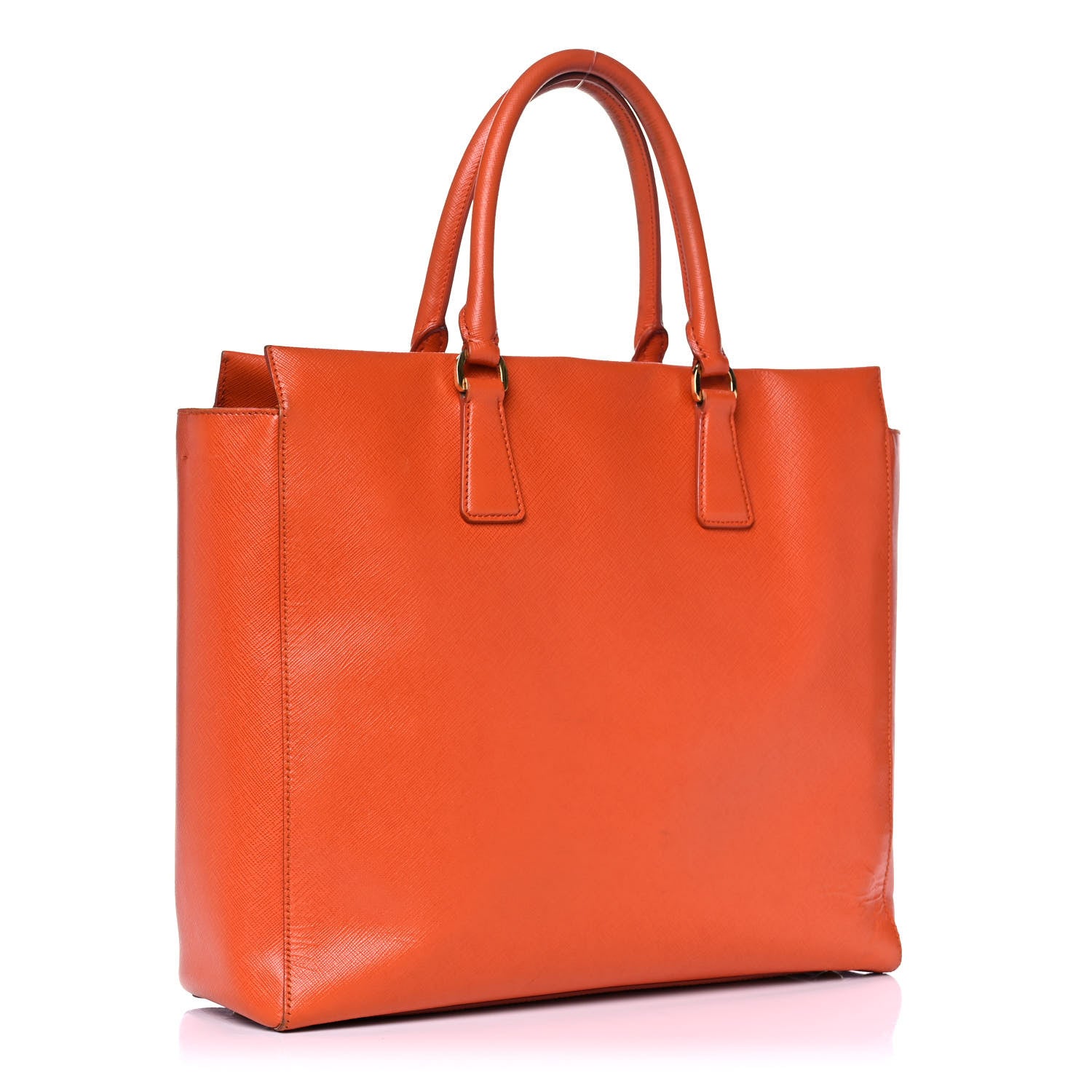 Prada Saffiano Lux Double Handle Shopping Tote Papaya 3 of 18
