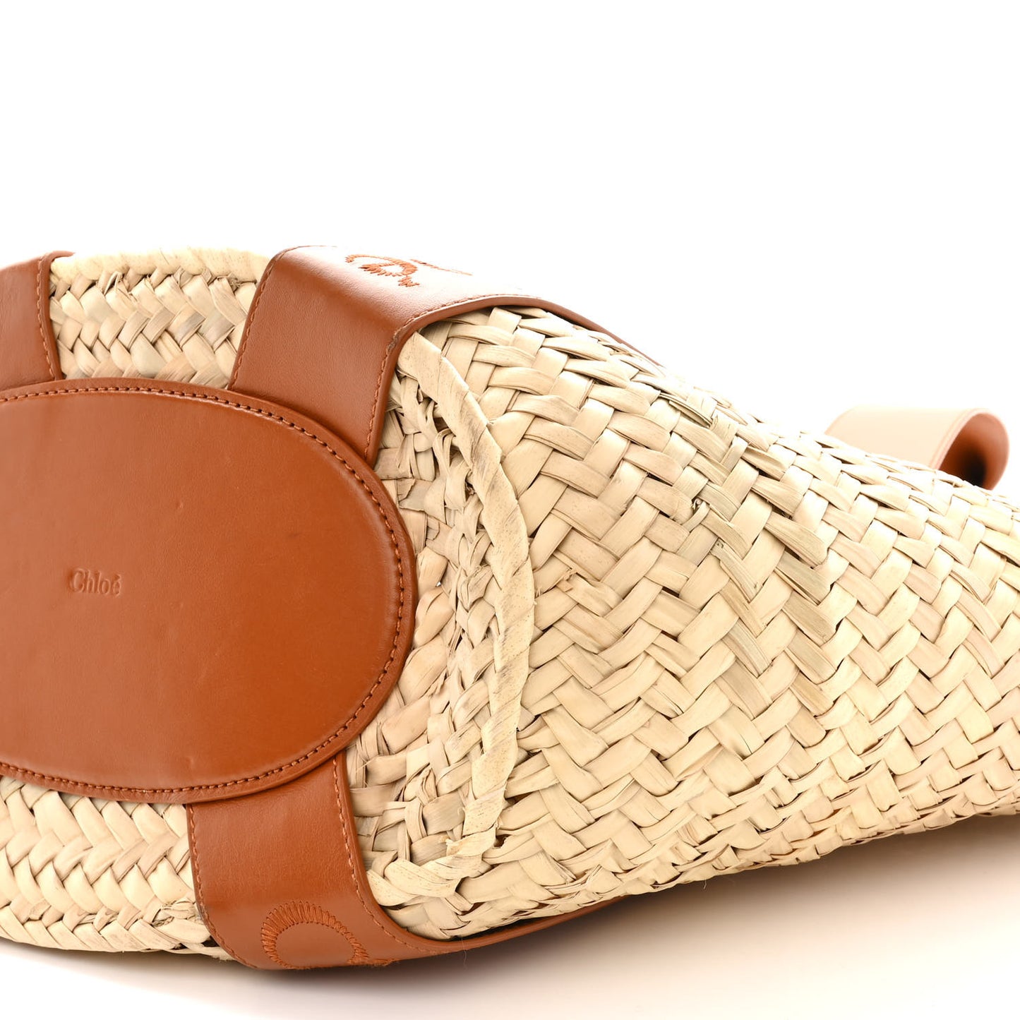 Raffia Smooth Calfskin Medium Sense Basket Caramel