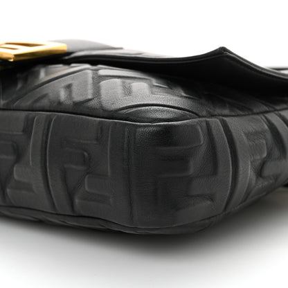 Fendi Nappa FF 1974 Embossed Large Baguette Black 9 of 12