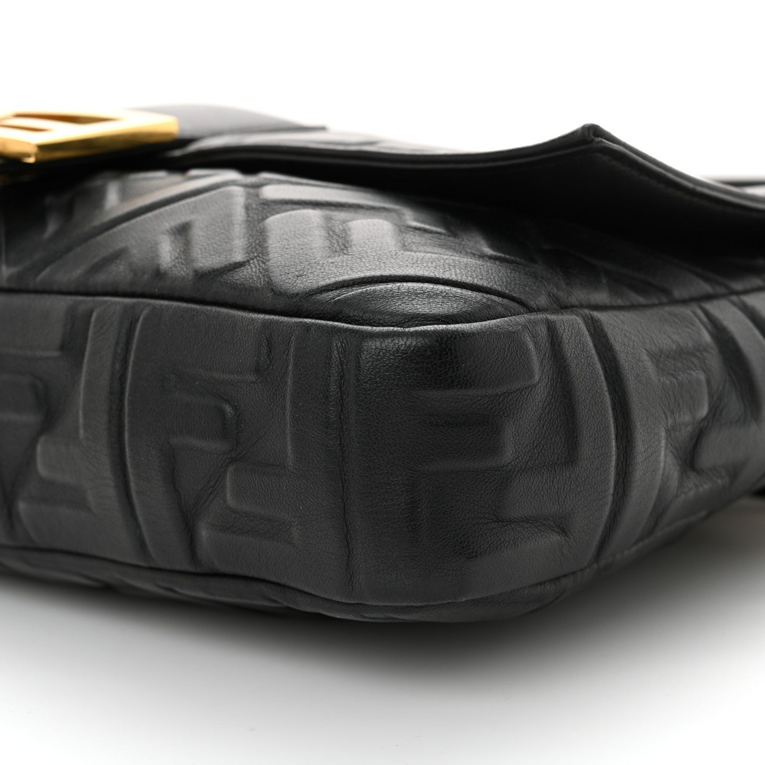 Fendi Nappa FF 1974 Embossed Large Baguette Black 9 of 12
