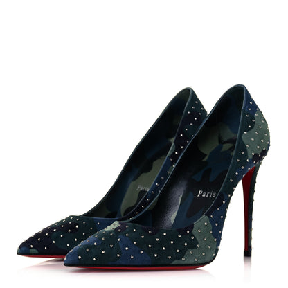 Christian Louboutin Veau Velours Camou Kate Plume 100 Pumps 37 Lin Multi 3 of 8