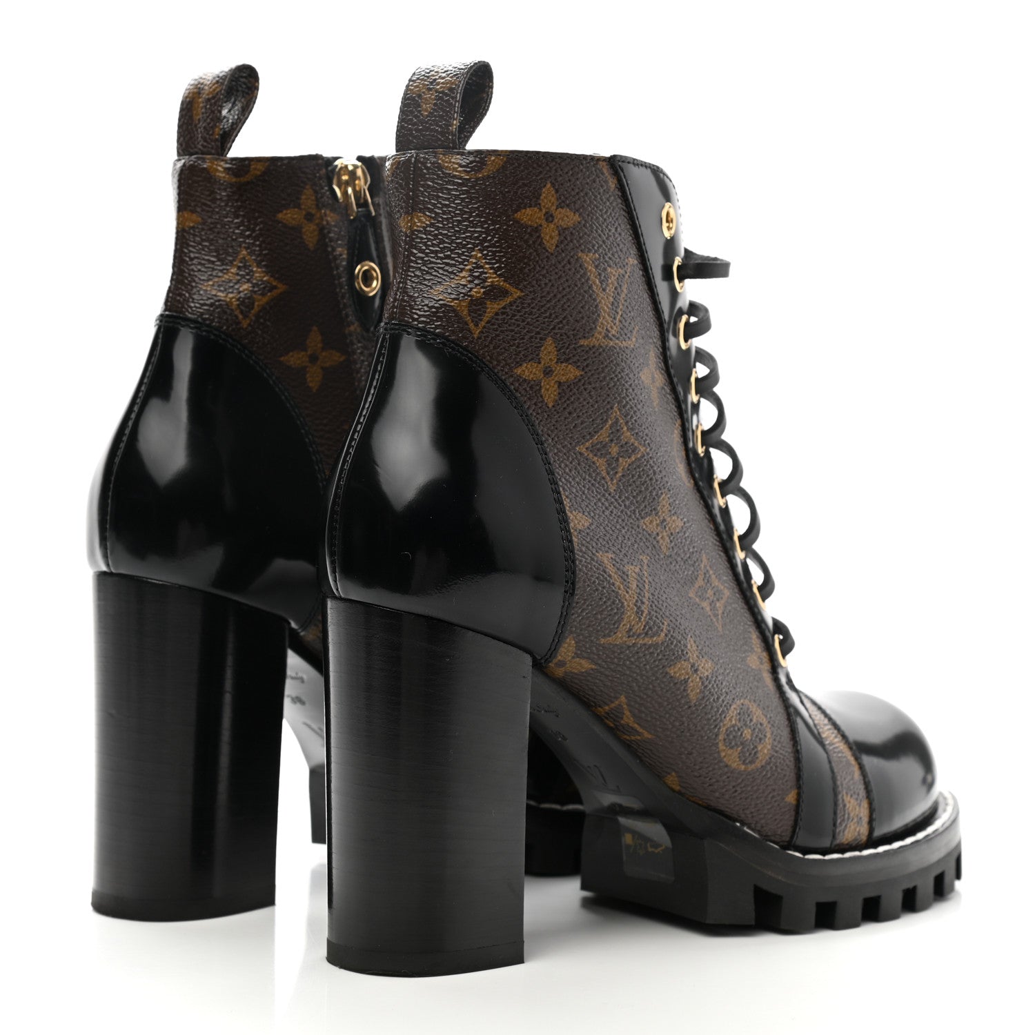 Louis Vuitton Patent Calfskin Monogram Star Trail Ankle Boots 38 Black 4 of 9