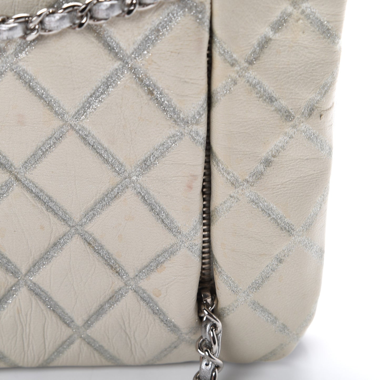 Lambskin Embossed CC Flap Shoulder Bag White