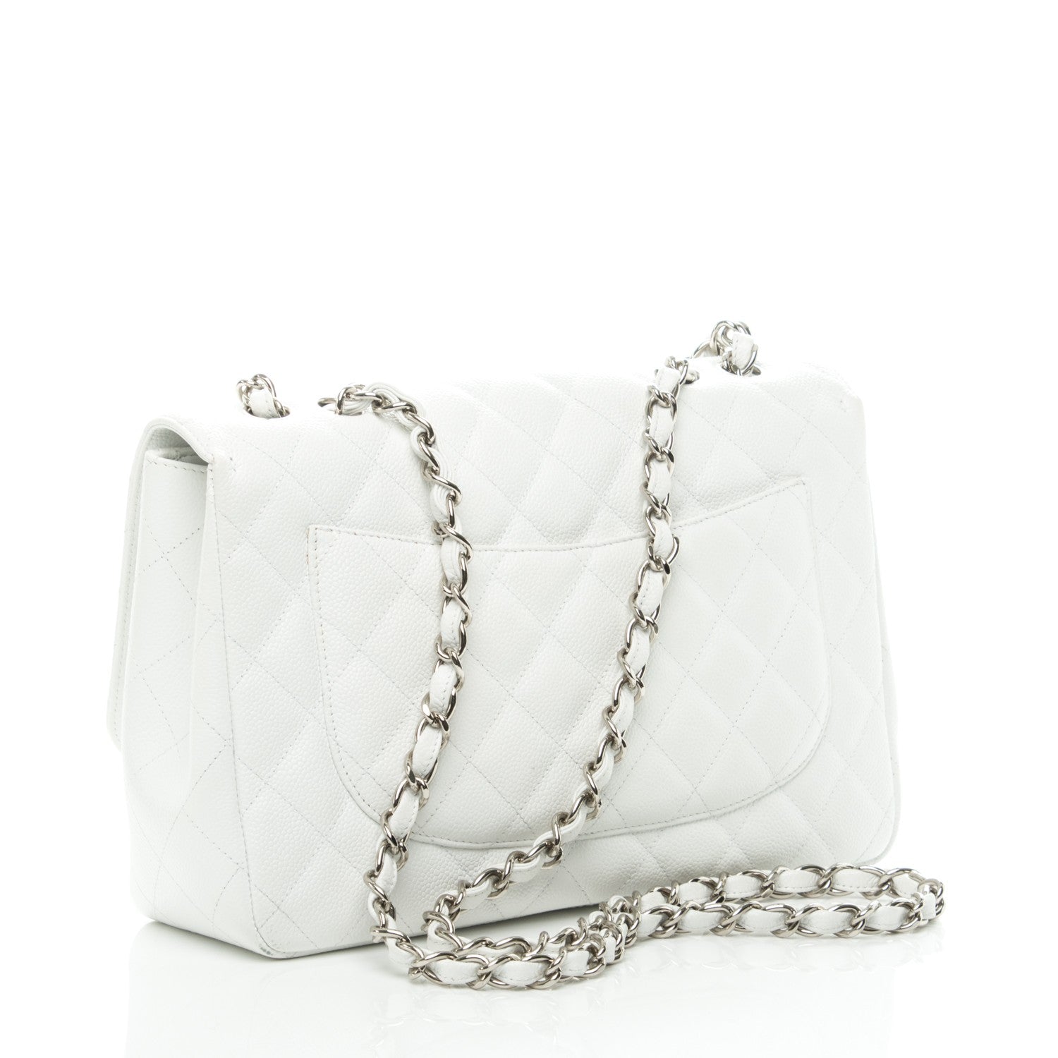 Chanel Caviar Jumbo Single Flap White 3 of 10