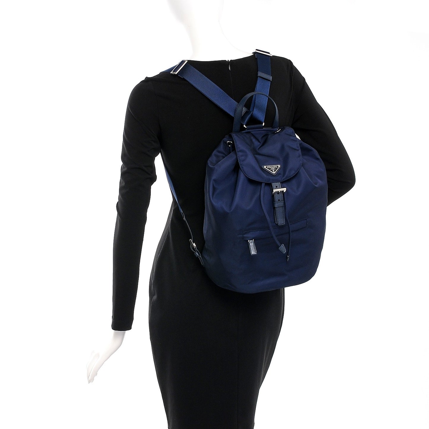 Nylon Vela Saffiano Medium Cinch Backpack Baltico