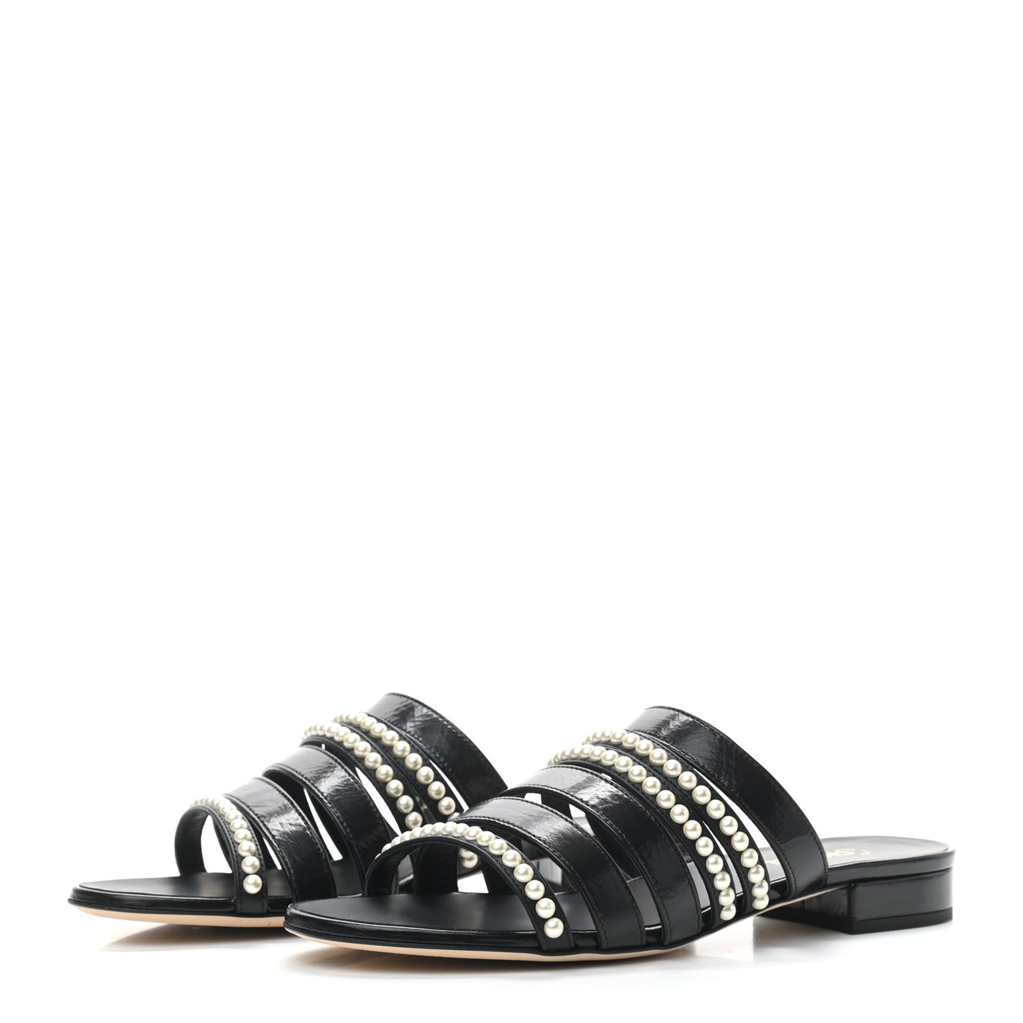 Lambskin Laminated Lambskin Pearl Mules 37.5 Black