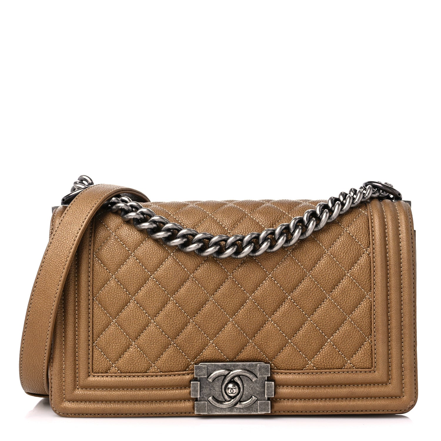 Chanel Caviar Quilted Medium Boy Flap Dark Gold 1 of 13