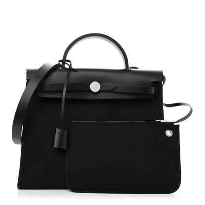 Hermes Military Toile Vache Hunter Herbag Zip PM 31 Black 3 of 11