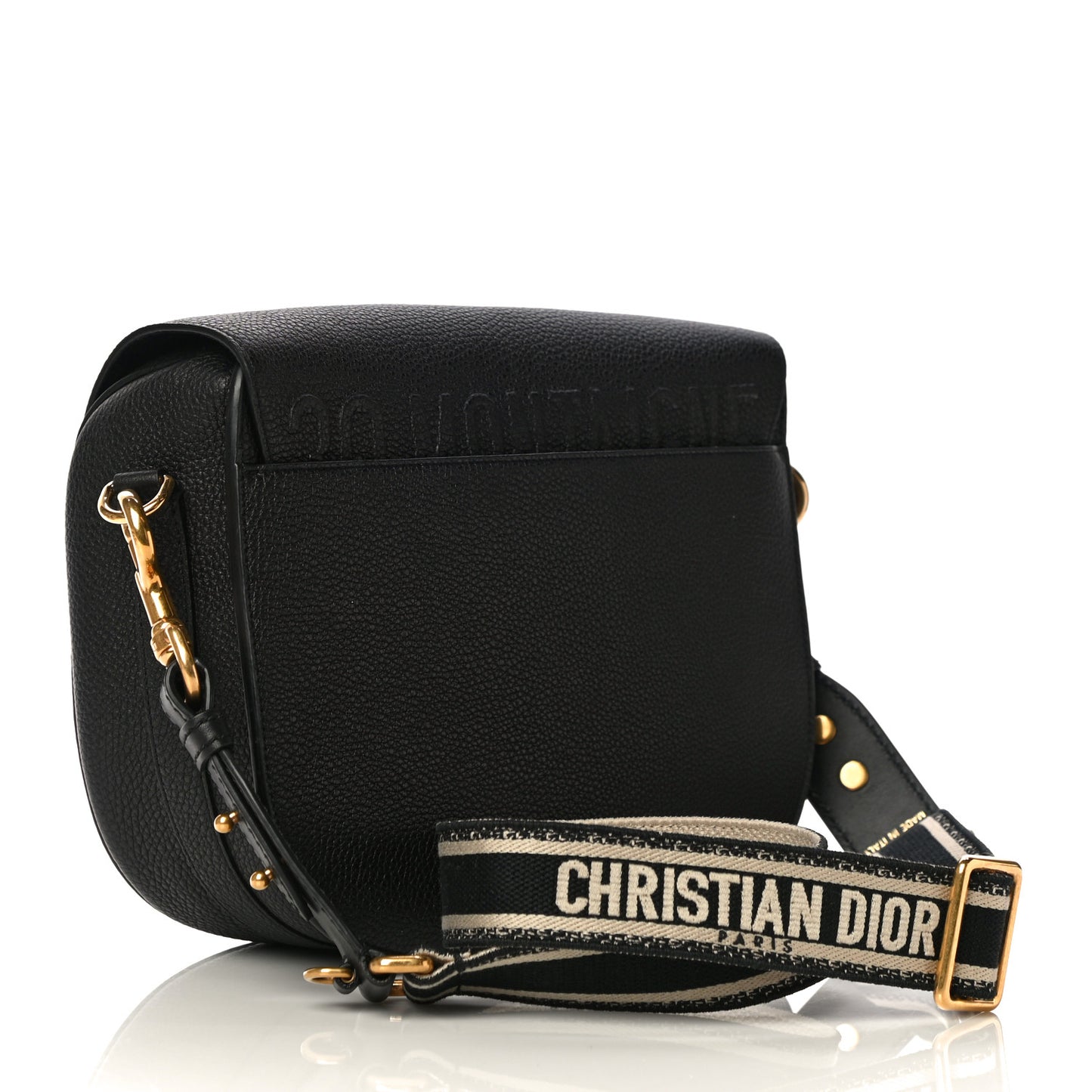 Grained Calfskin Large Bobby Flap Black