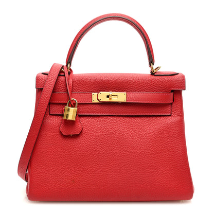 Hermes Togo Kelly Retourne 28 Rouge Casaque 1 of 10
