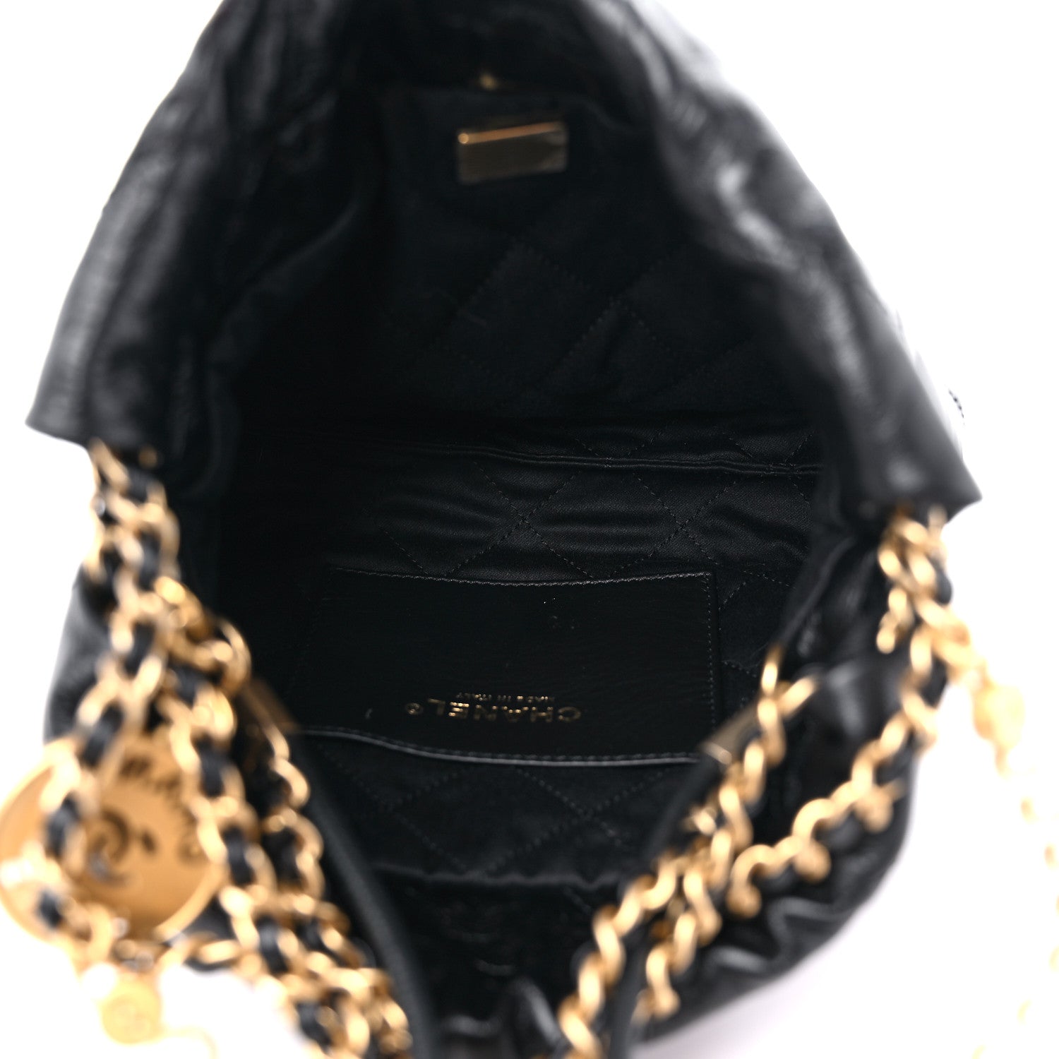 Chanel Shiny Crumpled Calfskin Quilted Pearl Mini Chanel 22 Black 5 of 10