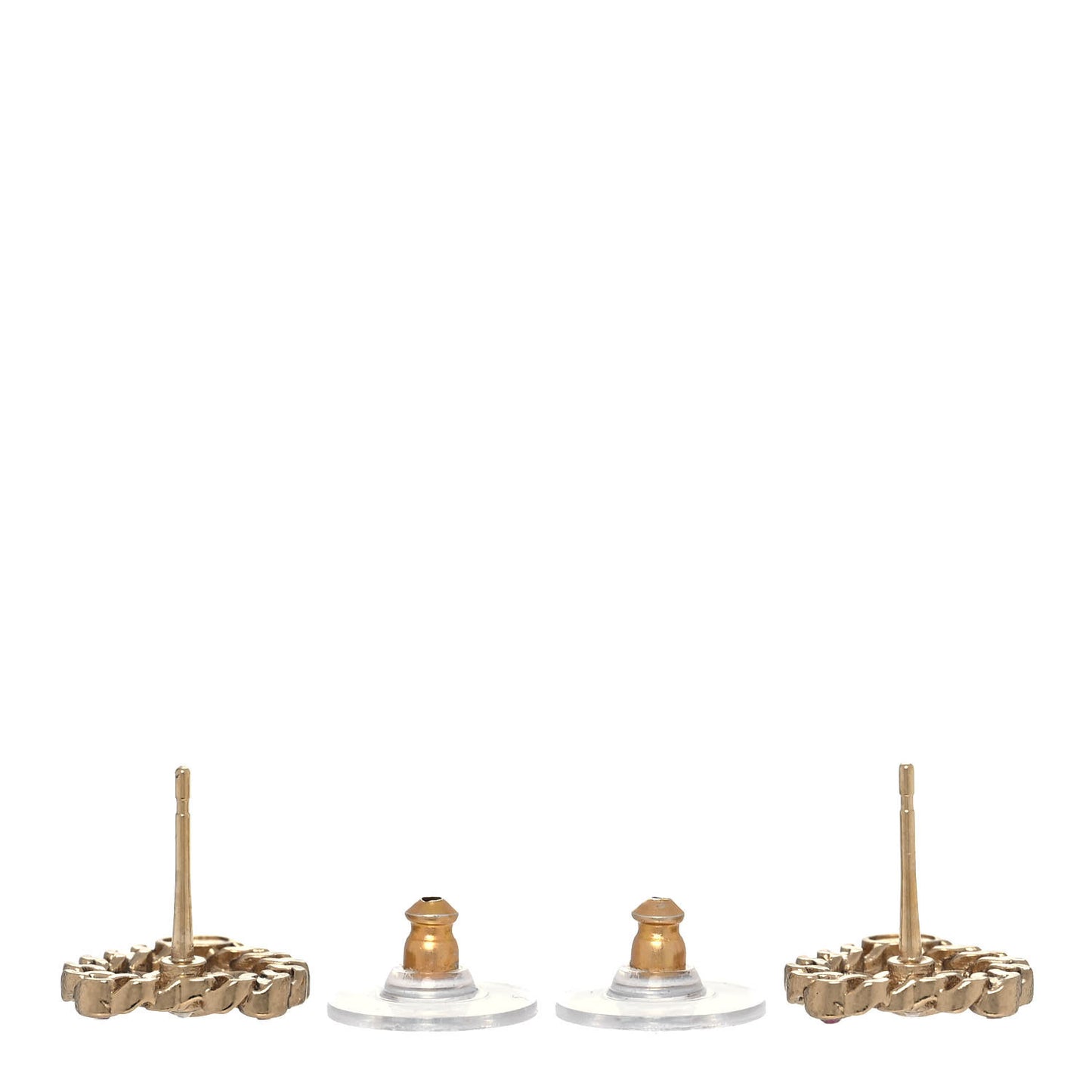 Pearl Crystal CC Heart Earrings Gold Multicolor