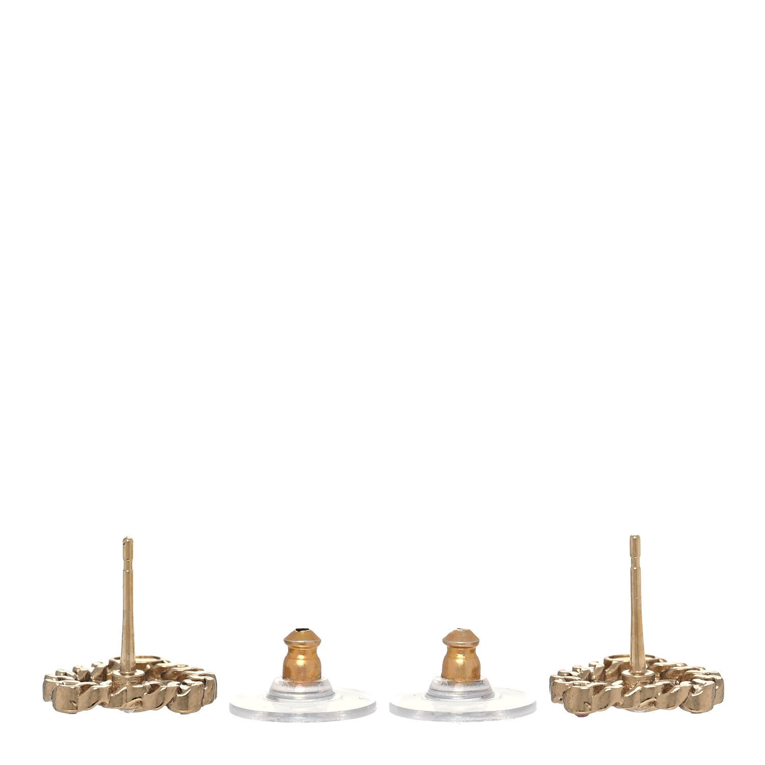Chanel Pearl Crystal CC Heart Earrings Gold Multicolor 3 of 5