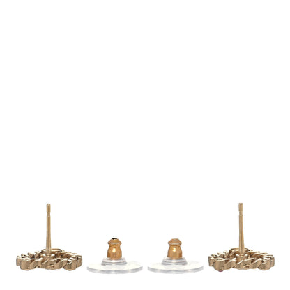 Chanel Pearl Crystal CC Heart Earrings Gold Multicolor 3 of 5