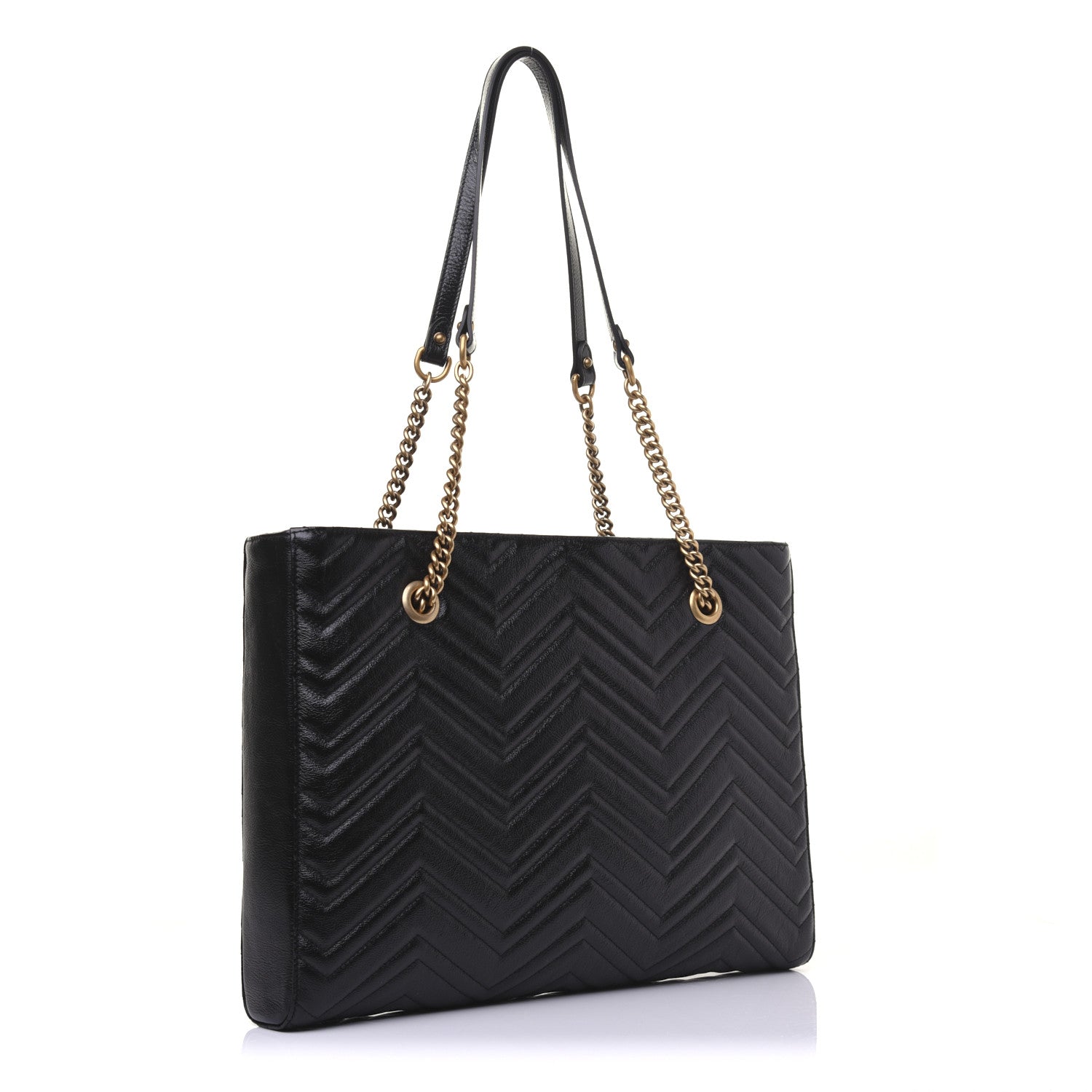 Gucci Vintage Calfskin Matelasse Medium GG Marmont Slim Tote Black 3 of 16