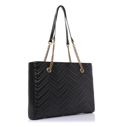 Gucci Vintage Calfskin Matelasse Medium GG Marmont Slim Tote Black 3 of 16