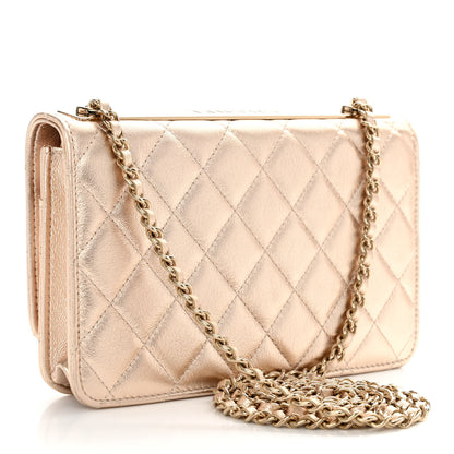 Chanel Metallic Lambskin Quilted Trendy CC Wallet On Chain WOC Gold 3 of 12