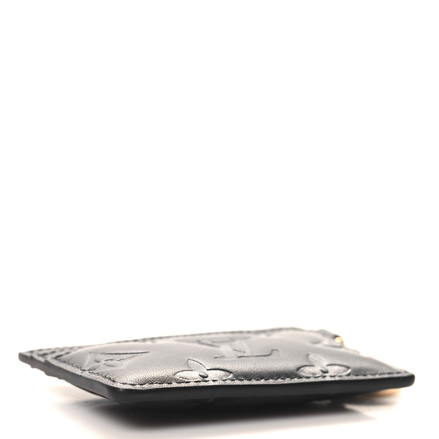 Lambskin Embossed Monogram LV Charms Porte Coussin Card Holder Black