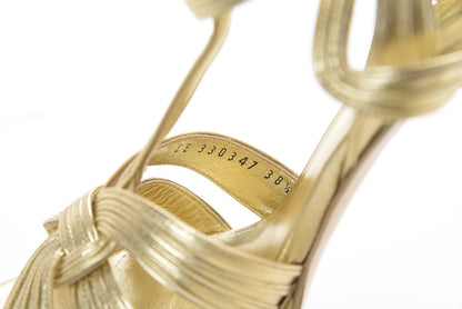 Saint Laurent Metallic Nappa Tribute 105 Platform Sandals 38.5 Gold 8 of 14