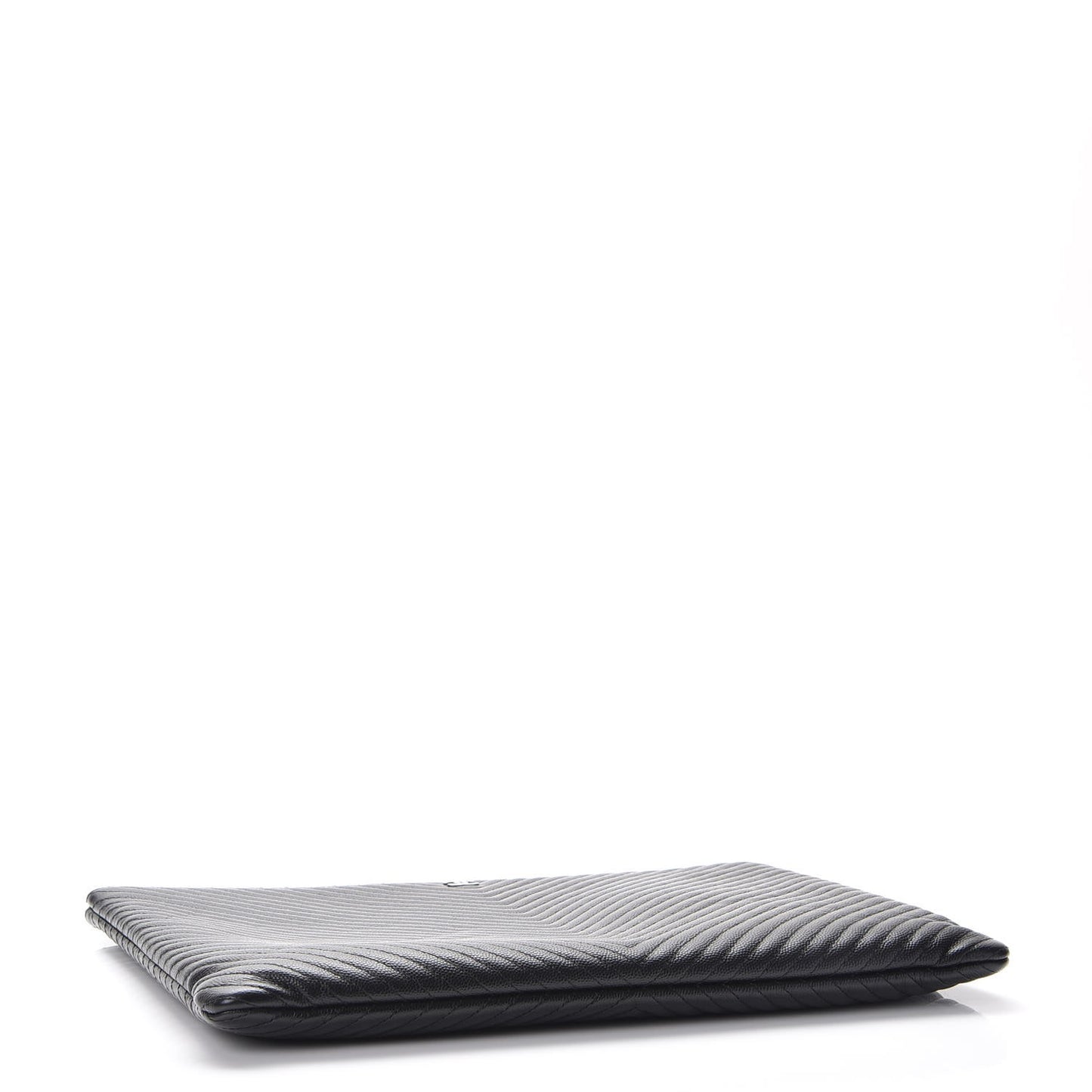 Caviar Chevron Quilted Large Cosmetic Case Black