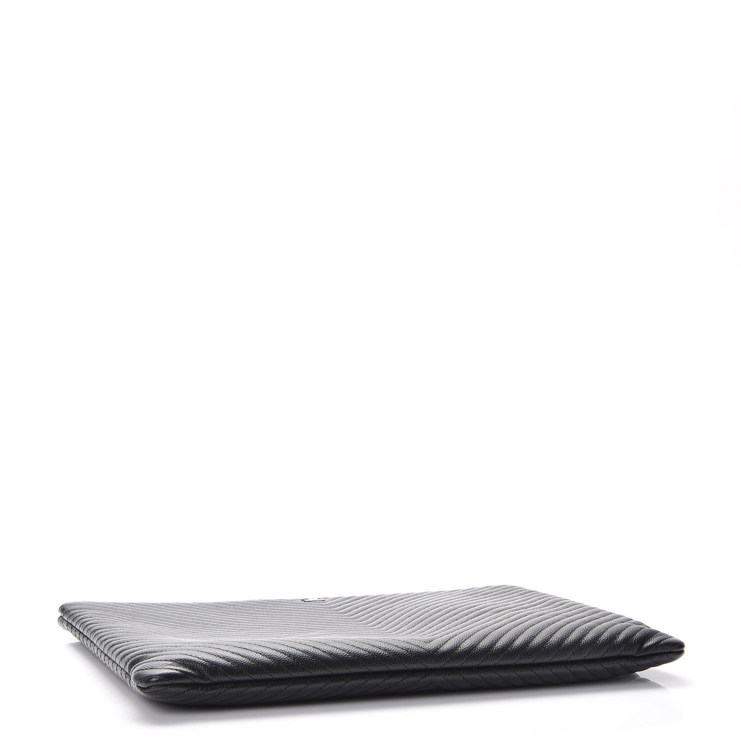 Chanel Caviar Chevron Quilted Large Cosmetic Case Black 4 of 8